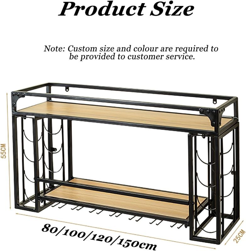 Photo 1 of **PROBABLY MISSING SOME SCREWS**  YITAHOME LED Light Liquor Bottle Display Shelf, 2-Tier 24-inch Bar Shelves for Liquor Bottles Wall Mounted Acrylic Liquor Shelf with Wine Holder Slots, Remote & App Control for Home Commercial Bar Wall mounted 2 Tier 24In