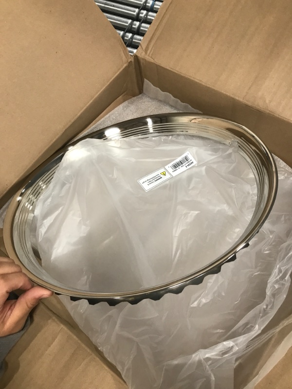 Photo 2 of United Pacific A6224-5 Stainless Steel 15-inch Ribbed Beauty Trim Ring, Highly Polished, Ribbed Style, Beauty Rim Trim - ONE 15-inch Trim Rim 15"