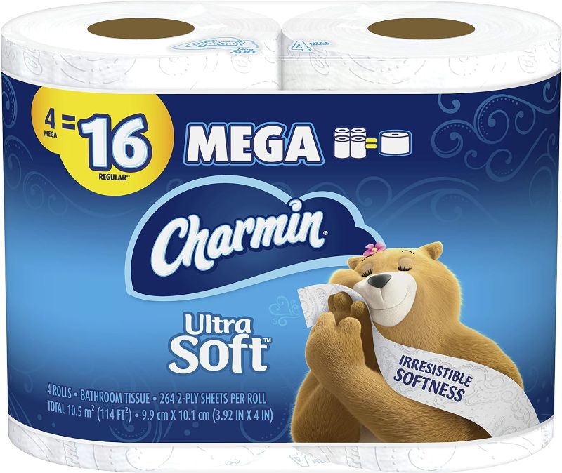 Photo 1 of Charmin Ultra Soft Cushiony Touch Toilet Paper, 4 Family Mega Rolls 