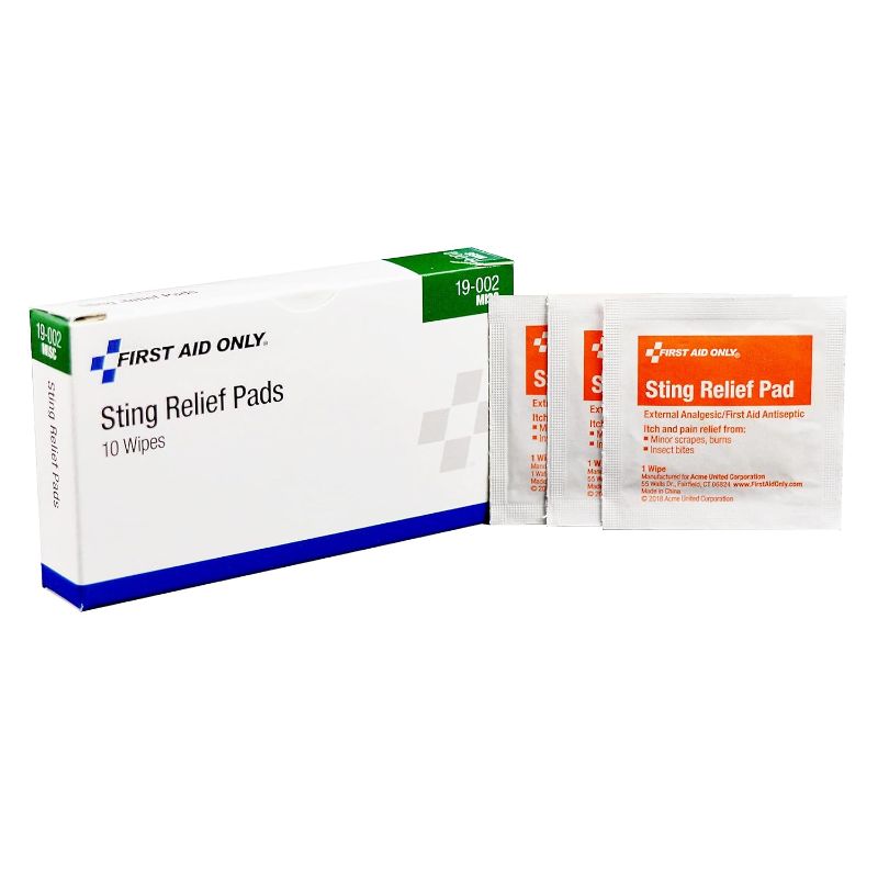 Photo 1 of **3 PACK**Sting Relief Pads (3 Pack) First aid analgesic to help prevent infection in and provide temporary relief of the pain of insect bites and stings, minor scrapes and minor burns
Perfect for standalone first aid or as a refill for a kit
Insect Sting