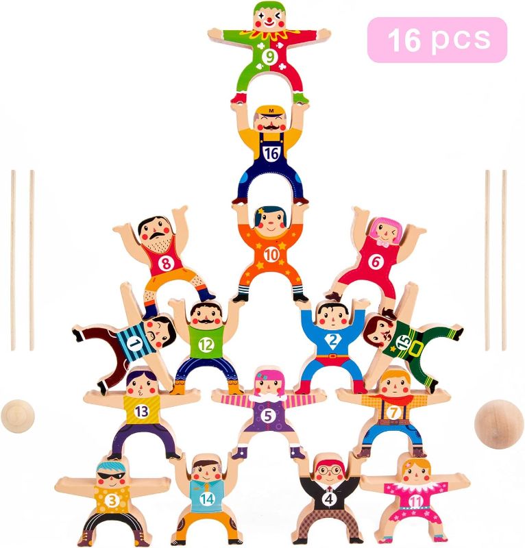 Photo 1 of 
moopok 16Pcs Wooden Stacking Toys,Circus Hercules Acrobatic Troupe Toy, Balancing Building Blocks Game Toddler Puzzle Toys,for 3 4 5 6 Years Kids Adults