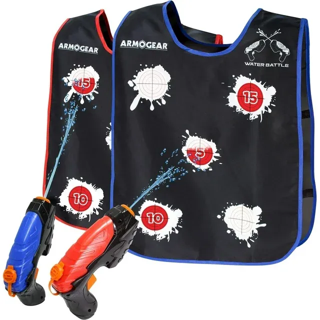 Photo 1 of ArmoGear Water Guns & Water Activated Vests | Summer Outdoor or Backyard Water Toy for Teen Kids | Great Outdoor Play Fun Toy for Kids Boys & Girls | Water Activated Vest Set Ages 8 Year + 2 pack vests & water guns