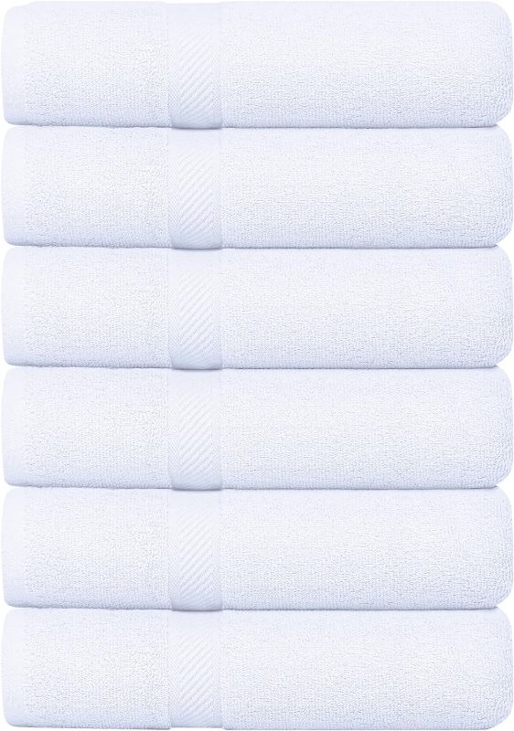 Photo 1 of Oakias 6 Pack Small Cotton Towels White – 22 x 44 Inches 500 GSM