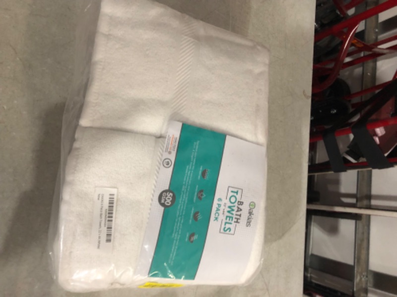 Photo 3 of Oakias 6 Pack Small Cotton Towels White – 22 x 44 Inches 500 GSM