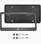 Photo 1 of (Qty: 1 Frame) for Maserati License Plate Frame with Metal Caps Material: T304 Stainless Steel Color: Matte Black Center only