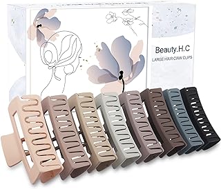 Photo 1 of Dyrec Large Hair Claw Clips for Thick Hair, 8 Pack 4.3" Hair Clips for Women & Girls, 2 Styles Strong Hold Matte Claw Hair Clips for Thick Hair & Thin Hair, 90s Jaw Clips Cream,Camel, Dark Brown, Black