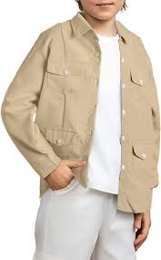 Photo 1 of blibean Boy Fall Long Sleeve Button Down Shirt Kid Size 6-14 Years Old 14-15 Years A Khaki