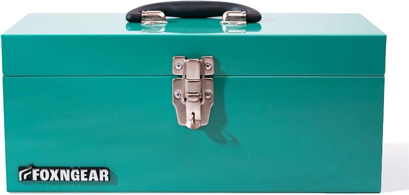 Photo 1 of 16" Portable Steel Heavy-duty Tool Box 18-Gauge with Metal Latch and Handle Green