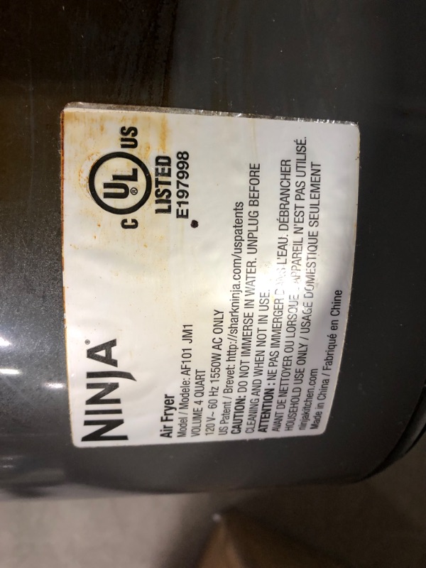 Photo 2 of ***HEAVILY USED AND DIRTY - SEE PICTURES - POWERS ON - UNABLE TO TEST FURTHER***
Ninja AF101 Air Fryer that Crisps, Roasts, Reheats, & Dehydrates, for Quick, Easy Meals, 4 Quart Capacity, & High Gloss Finish, Black/Grey 4 Quarts