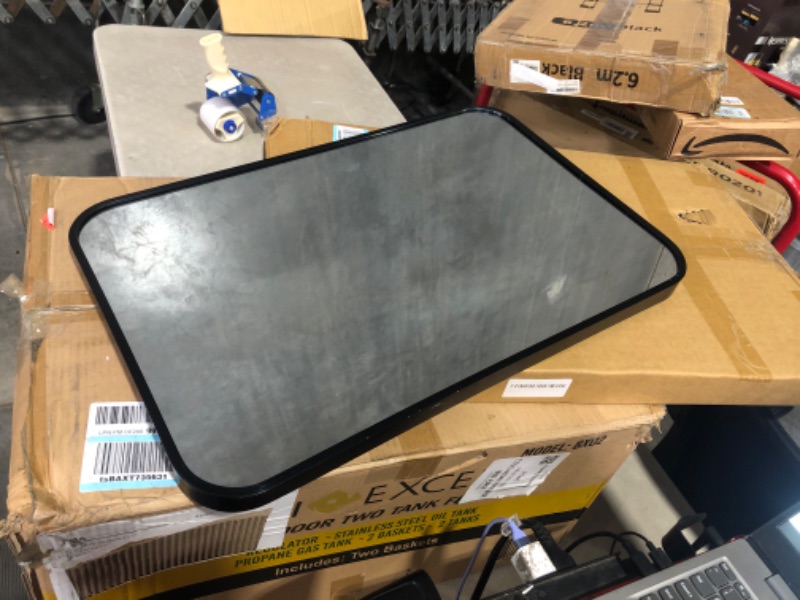 Photo 2 of ***USED - NO PACKAGING***
Bathroom Mirrors for Wall Vanity,Black Framed Makeup Mirror,Round Horn Rectangle Brushed No Punching Mirror,Wall-Mounted and Anti-Rust Large Aluminum Alloy Mirror for Entryway 16"*24" Black 16"*24"The seamless one-piece mirror