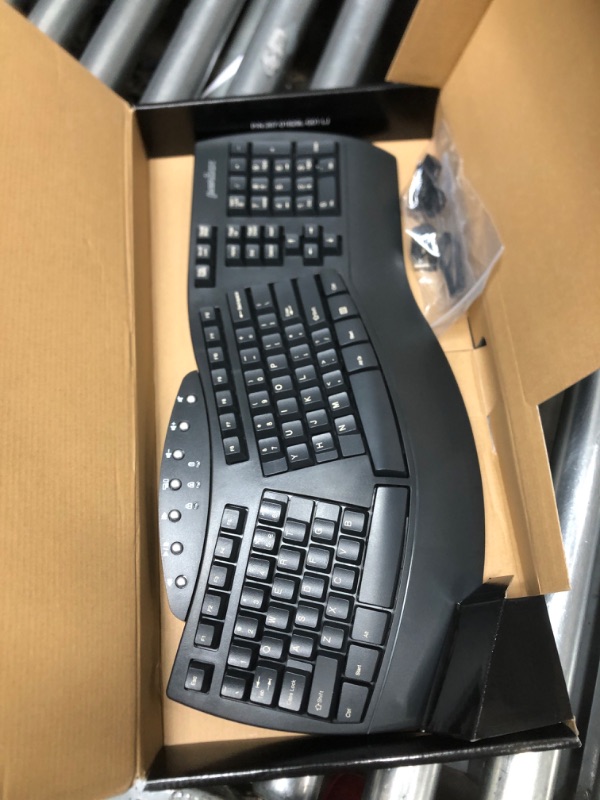 Photo 2 of Perixx Periboard-612 Wireless Ergonomic Split Keyboard with Dual Mode 2.4G and Bluetooth Feature, Compatible with Windows 10 and Mac OS X System, Black, US English Layout, (11354) Wireless Black Keyboard