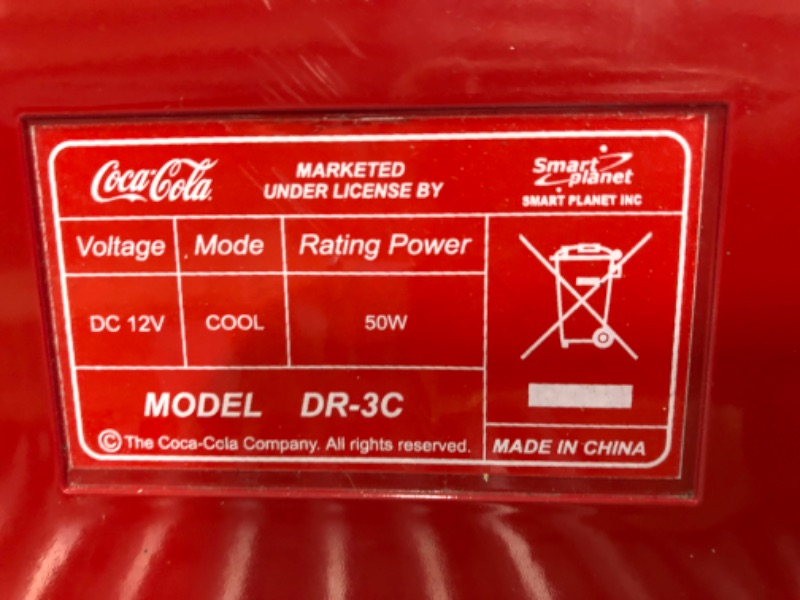Photo 2 of **READ CLERK COMMENTS FOR ISSUES** Coca-Cola Retro Vending Machine Style 10 Can Mini Fridge with Display Window, AC/DC Portable Beverage Cooler for Soft Drink Cans, Includes 12V and AC Cords, for Home Office Dorm Cottage, Red