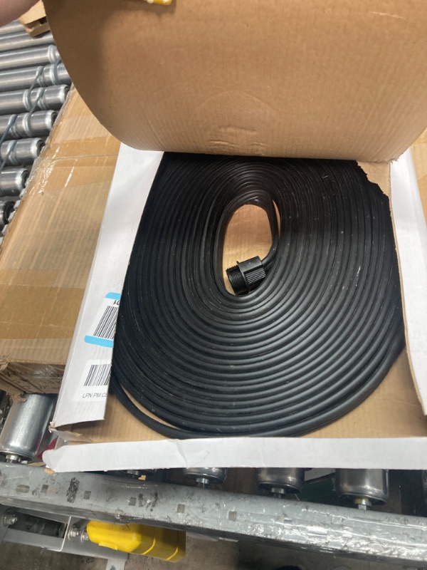 Photo 2 of PVC Flat Sprinkler Hose with Garden Hose Quick Connector 3/4" GHT Fittings, Irrigation Soaker Hose, Drip Hose, Save Water (50FT, Black) 50FT Black