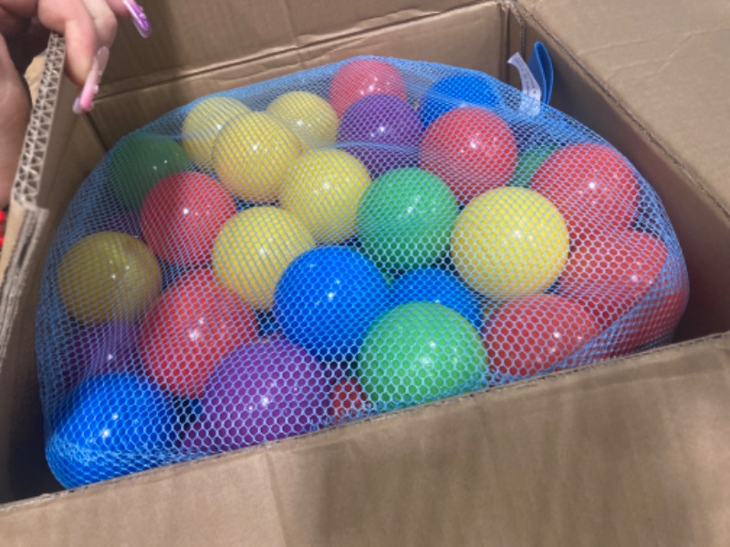 Photo 1 of 200 Ball Pit Balls for Kids – Plastic Ball Refill Pack for Kids | Phthalate and BPA Free Non-Toxic Plastic Ball Pack | Reusable Storage Bag with Zipper – Sunny Days Entertainment