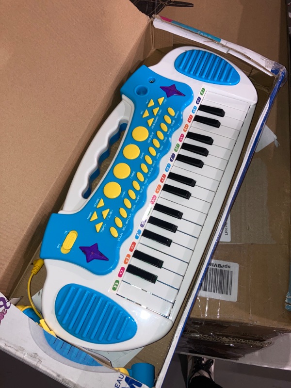 Photo 2 of (READ FULL POST) Kids Piano Keyboard Toy for Girls - Blue Mini Piano Keyboard with Microphone for Kids, Toddlers Electronic Educational Beginner Musical Instrument, Small Piano Toy for Ages 3+ Girls Birthday Gift
