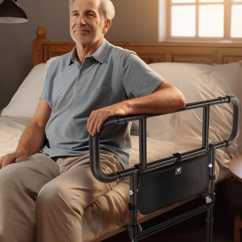 Photo 1 of 024 New Bed Rails for Elderly Adults - Upgraded Adjustable Heights & Extendable Bed Side Rail, Foldable Bed Assist Bar, Heavy Duty for Senior & Surgery Patients, Fits King, Queen, Full, Twin