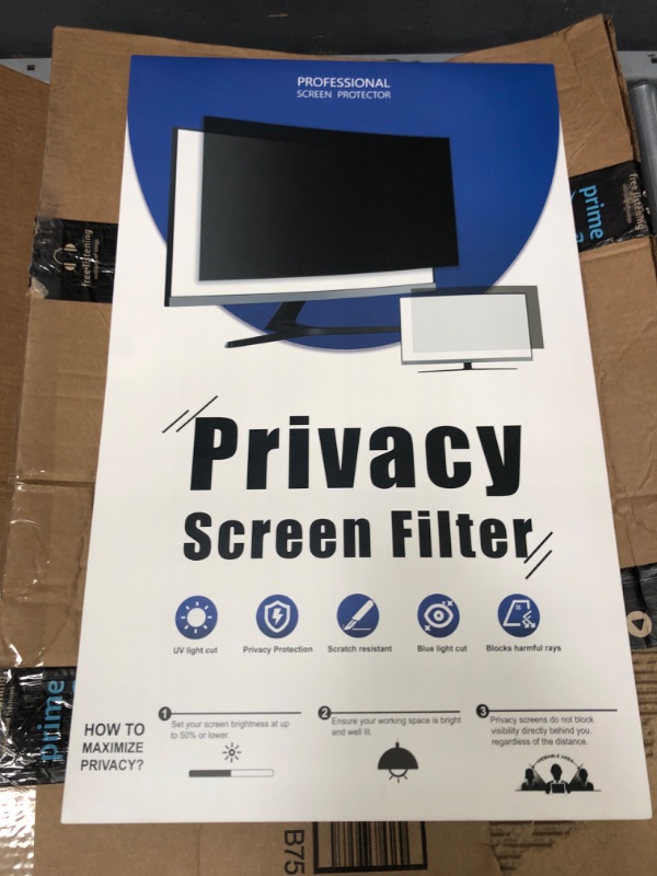 Photo 2 of [2 Pack] 27 Inch Computer Privacy Screen for 16:9 Aspect Ratio Widescreen Monitor, Eye Protection Anti Glare Blue Light Computer Monitor Privacy Filter, Removable Anti-Scratch 27in Protector Film [2 Pack] 27'' Privacy Screen (16:9)