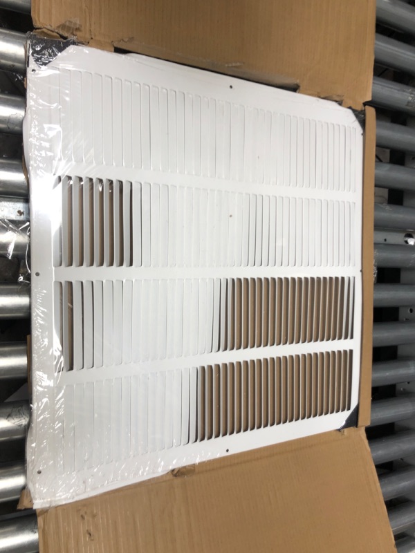 Photo 2 of **MINOR BEND ON PRODUCT** 22"W x 22"H [Duct Opening Measurements] Steel Return Air Filter Grille [Removable Door] for 1-inch Filters | Vent Cover Grill, White | Outer Dimensions: 22 5/8"W X 22 5/8"H for 22x22 Duct Opening Duct Opening style: 22 Inch x 22 