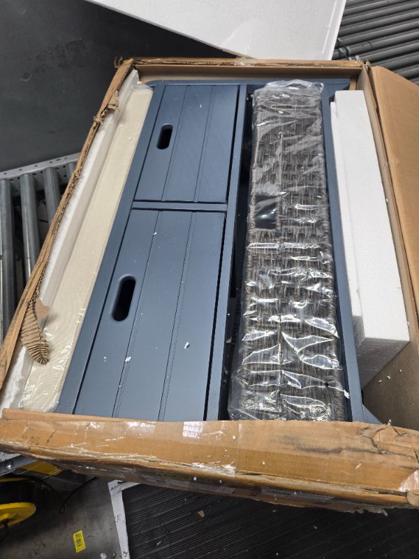 Photo 1 of ROOMTEC 32" Storage Bench for Entryway, Shoe Bench with Storage Removable Basket and 2 Drawers, Entryway Bench with Shoe Storage, Entryway Storage for Living Room, Navy 32"W x 11.8"D x 20"H Navy