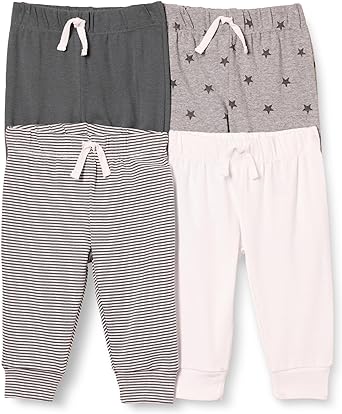 Photo 1 of Amazon Essentials Baby Girls' Cotton Pull-On Pants 4 Dark Grey/White/Stars/Stripe 18 Months