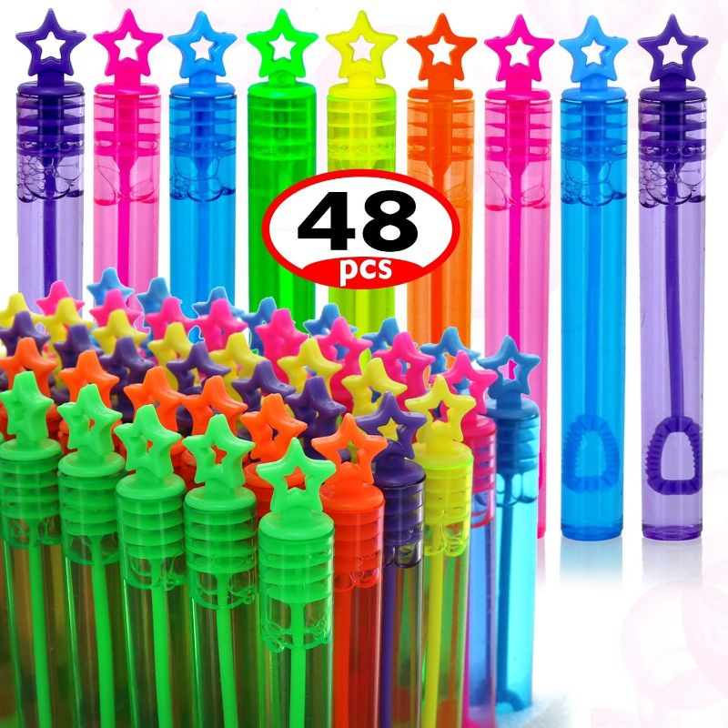 Photo 1 of 48 Pcs Mini Christmas Bubble Wands Bulk for Kids Christmas Party Favors, Outdoor Indoor Activity Use, Gifts for Girls Boys Toddlers (Christmas-2)