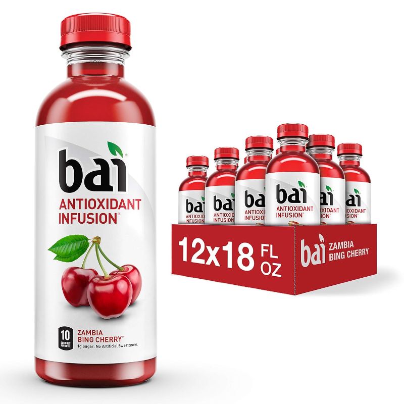 Photo 1 of  best if enjoyed by 05/03/2024 Bai Flavored Water, Zambia Bing Cherry, Antioxidant Infused Drinks, 18 Fl Oz (Pack of 12)