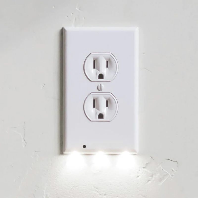 Photo 1 of 4 Pack - Wall Plate Night Light - Hello Light - LED Night Lights Built Into Electrical Outlet Wall Plates - Turn NightLight On/Off Automatically (Duplex, White)