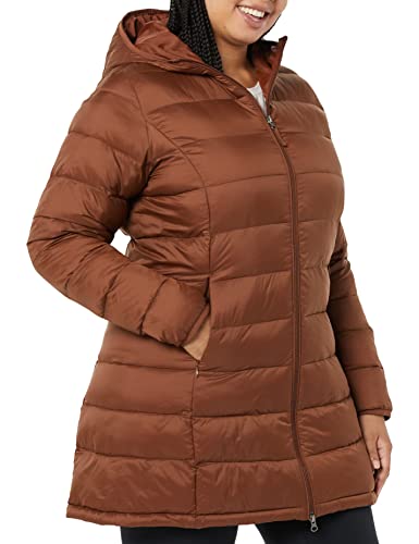 Photo 1 of Amazon Essentials Women's Lightweight Water-Resistant Hooded Puffer Coat (Available in Plus Size), Dark Toffee Brown, X-Large