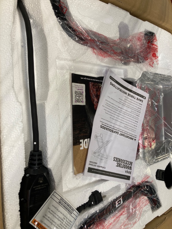 Photo 3 of Ninja OG751 Woodfire Pro Outdoor Grill with Built-In Thermometer, 7-in-1 Master Grill, BBQ Smoker, & Outdoor Air Fryer Plus Bake, Roast, Dehydrate & Broil, Woodfire Technology, Weather-Resistant, Grey Smart Thermometer + Woodfire Grill