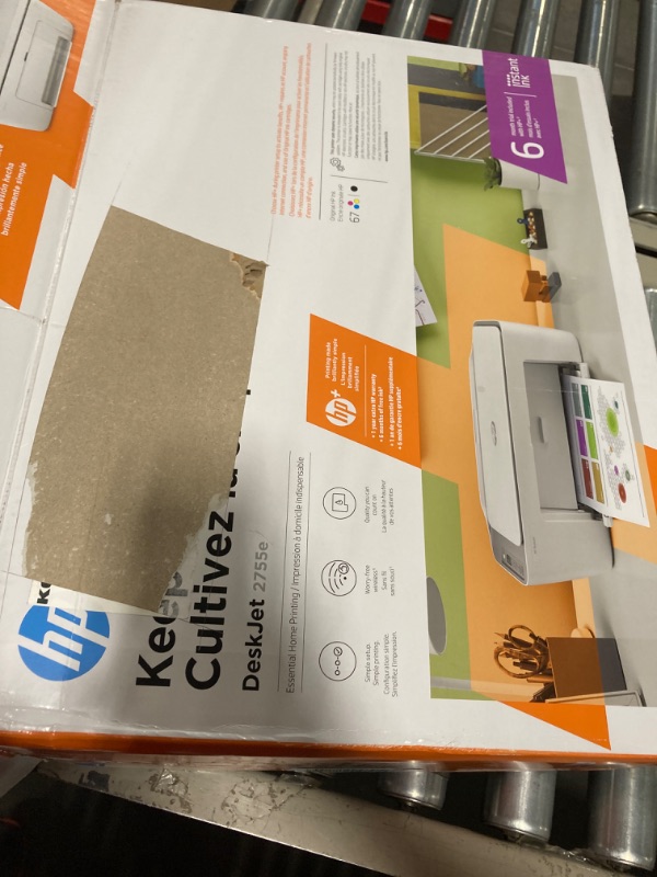 Photo 2 of HP DeskJet 2755e Wireless Color All-in-One Printer with bonus 6 months Instant Ink (26K67A), white