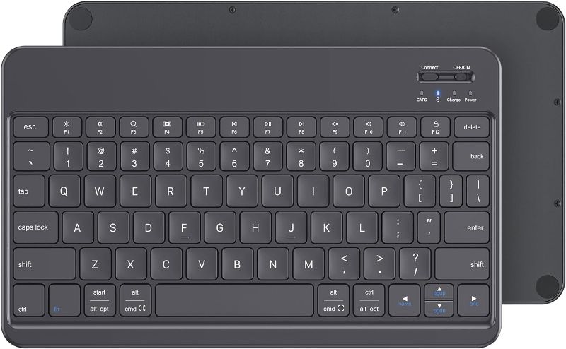 Photo 1 of Emetok Teclado Bluetooth portátil con teclas más grandes, teclado BLE recargable mejorado para iPad de 10.2 pulgadas, respuesta más rápida/escritura cómoda/identificación automática para Windows,