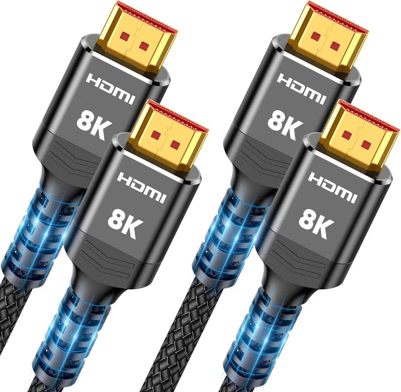 Photo 1 of 10K 8K HDMI 2.1 Cable 2-Pack 6.6FT, Highwings Certified 48Gbps Ultra High Speed Slim HDMI Cord, Support 4K@120Hz 8K@60Hz, HDCP 2.2&2.3, Dynamic HDR,eARC,DTS:X, Compatible with Roku TV/HDTV/PS5/Blu-ray 6.6 feet Grey