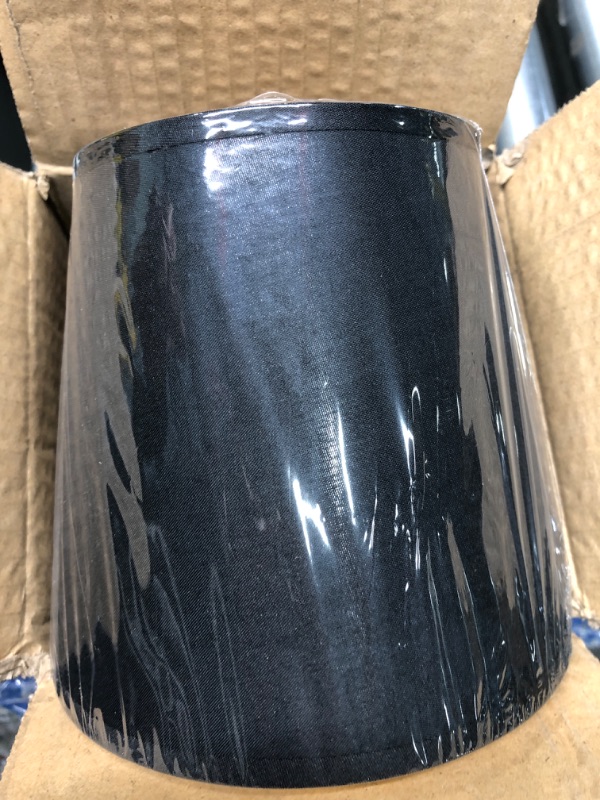Photo 1 of Black Lampshade Cloth Lamp Shade E14 Base Golden Lining Fabric Lampshade Screw Lamp Cover for Home Table Lamp Floor Light (5. 5X5. 5X5. 9inch) Small Lamp Shade