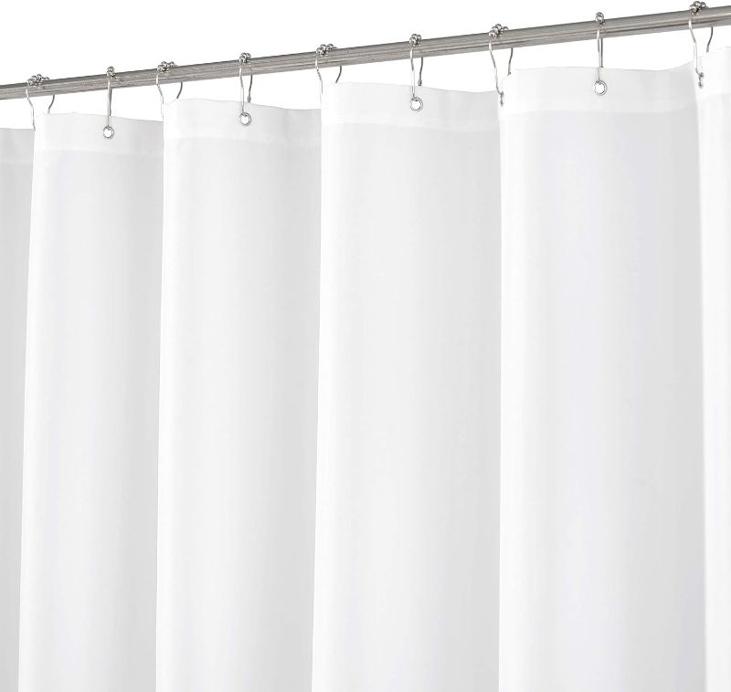 Photo 1 of 
N&Y HOME Extra Long Shower Curtain or Liner 72" W x 108" H - Hotel Quality, Washable Fabric, White Bathroom Curtains with Grommets, 72x108