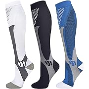 Photo 1 of Blahhey 3 Pairs Compression Socks for Women & Men 15-25 mmHg Comfortable Fit Athletic Knee High Compression Socks for Nurses Sport Running Travel (S/M)