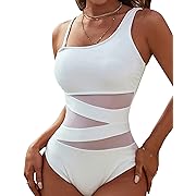 Photo 1 of Blooming Jelly Women's Sexy One Piece Bathing Suits One Shoulder Swimsuits Slimming Mesh Swimwear