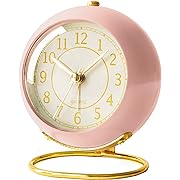 Photo 1 of AYRELY® Battery Operated Desk Alarm Clock with Light,Silent No Ticking,Small Table Clock for Bedside/Bedroom/Living Room/Office/Travel/Kids/Room Decor Aesthetic Vintage(Pink)