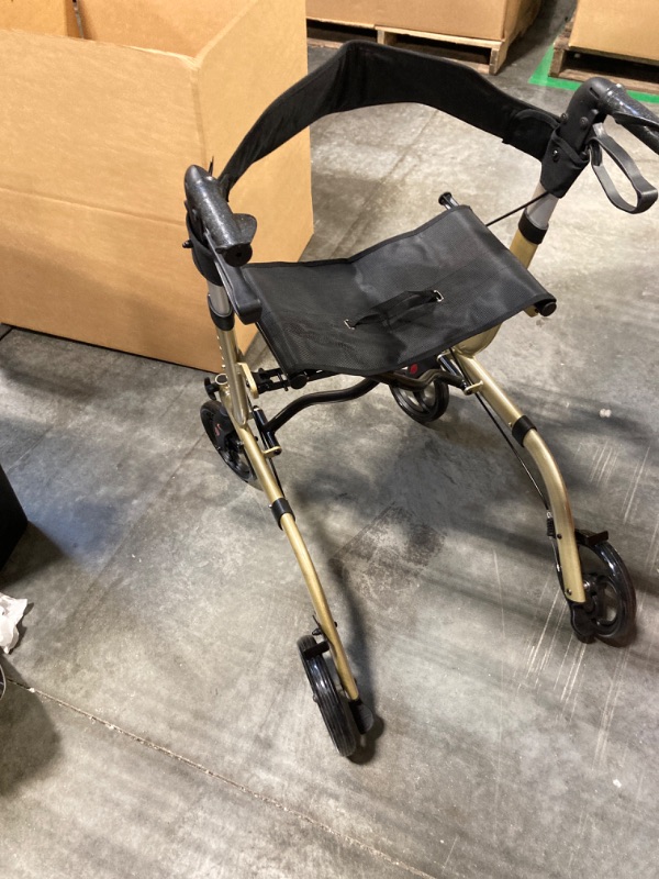 Photo 2 of Healconnex Rollator Walkers for Seniors-Folding Rollator Walker with Seat and Four 8-inch Wheel, Champagne Champagne 8 Inch