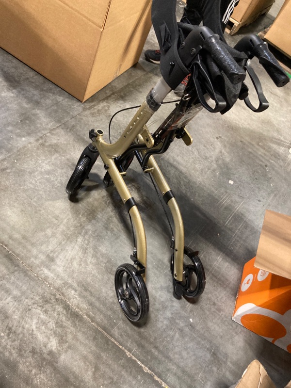 Photo 3 of Healconnex Rollator Walkers for Seniors-Folding Rollator Walker with Seat and Four 8-inch Wheel, Champagne Champagne 8 Inch