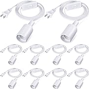 Photo 1 of 10 Pack Hanging Light Cord Pendant Light Cord with Switch Light Socket Extension Light Bulb Socket Cable Lamp Kit for E26 E27 Lamp Socket Lantern (White,6 Feet)