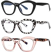 Photo 1 of Bifocal Reading Glasses for Women Designer Cat Eye Oversized Frame Blue Light Blocking Readers Oprah Stylish Eyewear 2 Pack