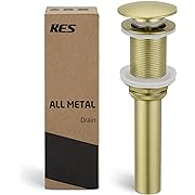 Photo 1 of KES Sink Drain Without Overflow Bathroom Pop Up Drain Assembly Stopper Vessel Sink Brushed Gold All Metal Rustproof Brass and 304 Stainless Steel, S2008D-BZ