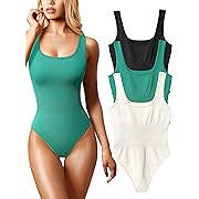 Photo 1 of OQQ Women's 3 Piece Bodysuits Sexy Ribbed Sleeveless Square Neck Sleeveless Tank Tops Bodysuits