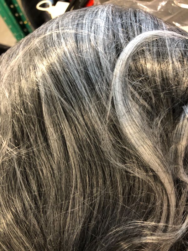 Photo 3 of Long Layered Grey Wigs for Women Silver Wavy Wig Natural Looking Hair Replacement Wigs Synthetic Heat Resistant Hair Wig for Daily Party Use