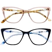 Photo 1 of AQWANO Oversized Blue Light Block Reading Glasses Women, Stylish Cateye Computer Readers Designer Anti Glare UV Filter,2.25