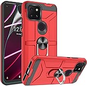 Photo 1 of ATUMP T-Mobile Revvl 5G Case, TCL Revvl 5G Phone Case with HD Screen Protector, 360° Rotation Ring Magnetic Kickstand Dual Layer Shock Absorption Protective Case for T-Mobile Revvl 5G, Red