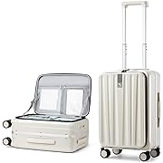 Photo 1 of Hanke 20 Inch Carry On Luggage with Wheels PC Hard Shell Suitcase Top Opening Aluminum Frame Tsa Luggage Suitcases for Travel Woman Men.(Ivory white)