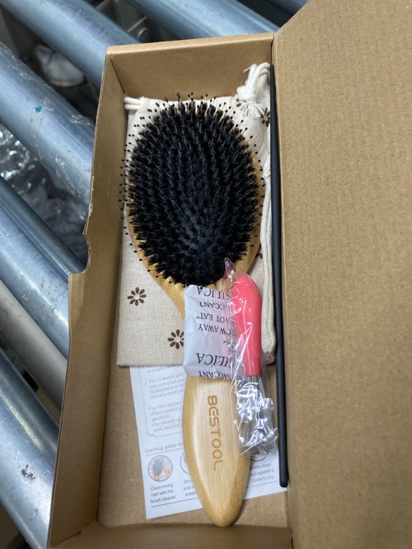 Photo 2 of BESTOOL Hair Brush, Boar Bristle Hair Brushes for Women men Kid, Boar & Nylon Bristle Brush for Wet/Dry Hair Smoothing Massaging Detangling, Everyday Brush Enhance Shine & Health (Round)