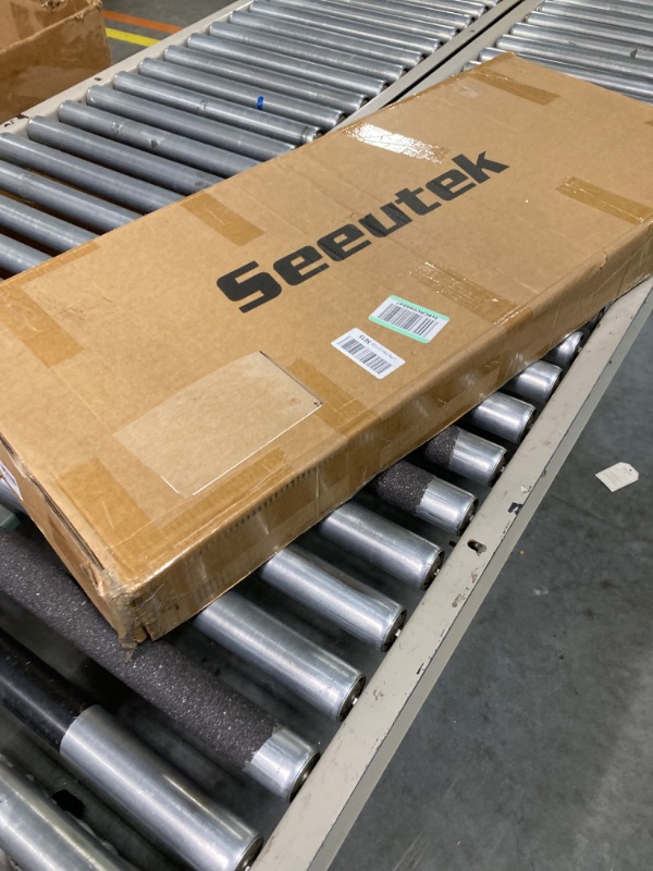 Photo 1 of Seeutek Dog Ramp Wooden Folding Pet Cat Ramp with Non-Slip Mat, 40" Long and 6 Levels Adjustable from 11" to 24", Up to 200 Lbs, with Dog Sling and Safety Side Rails, for Small and Older Animals Polyester