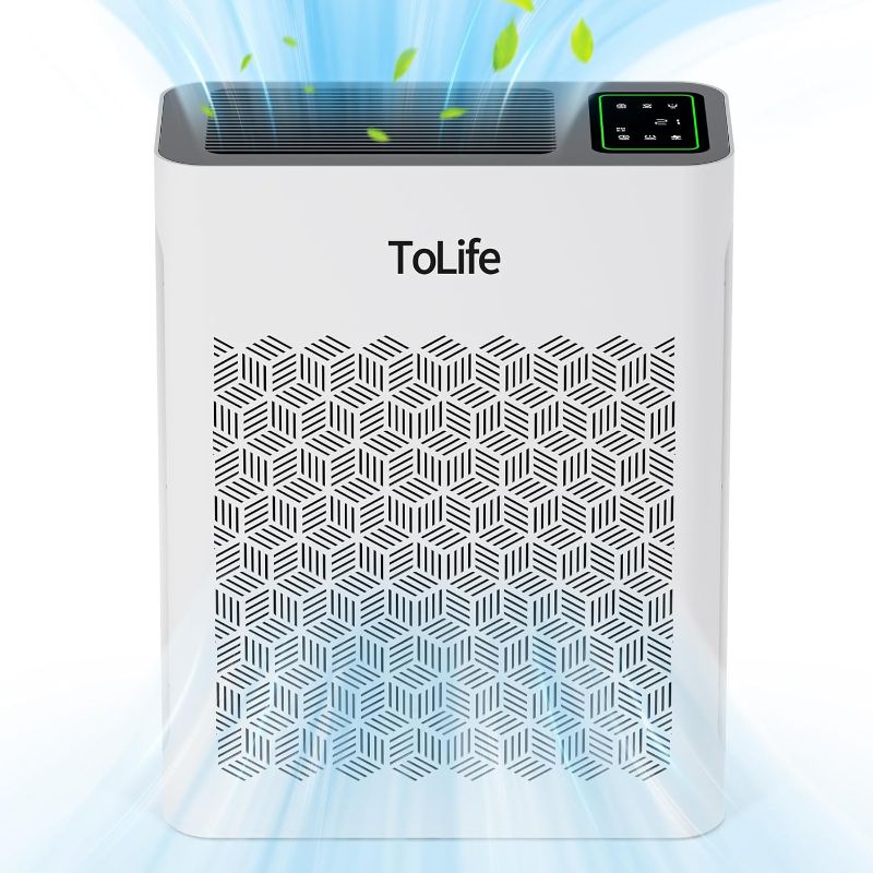 Photo 1 of **FOR PARTS**ToLife Air Purifiers for Home Large Room Up to 1095 Ft² with PM 2.5 Display Air Quality Sensor, Auto Mode, Timer, HEPA Air Purifier for Bedroom Filters Smoke, Pollen, Pet Dander, Allergies, White…